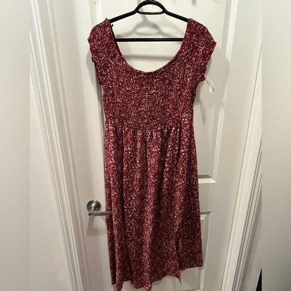 Red and white floral off the shoulder dress - Picture 1 of 4